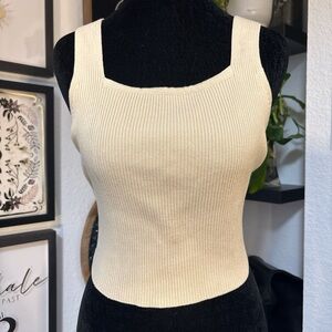 SHEIN Beige Ribbed Knit Tank Top